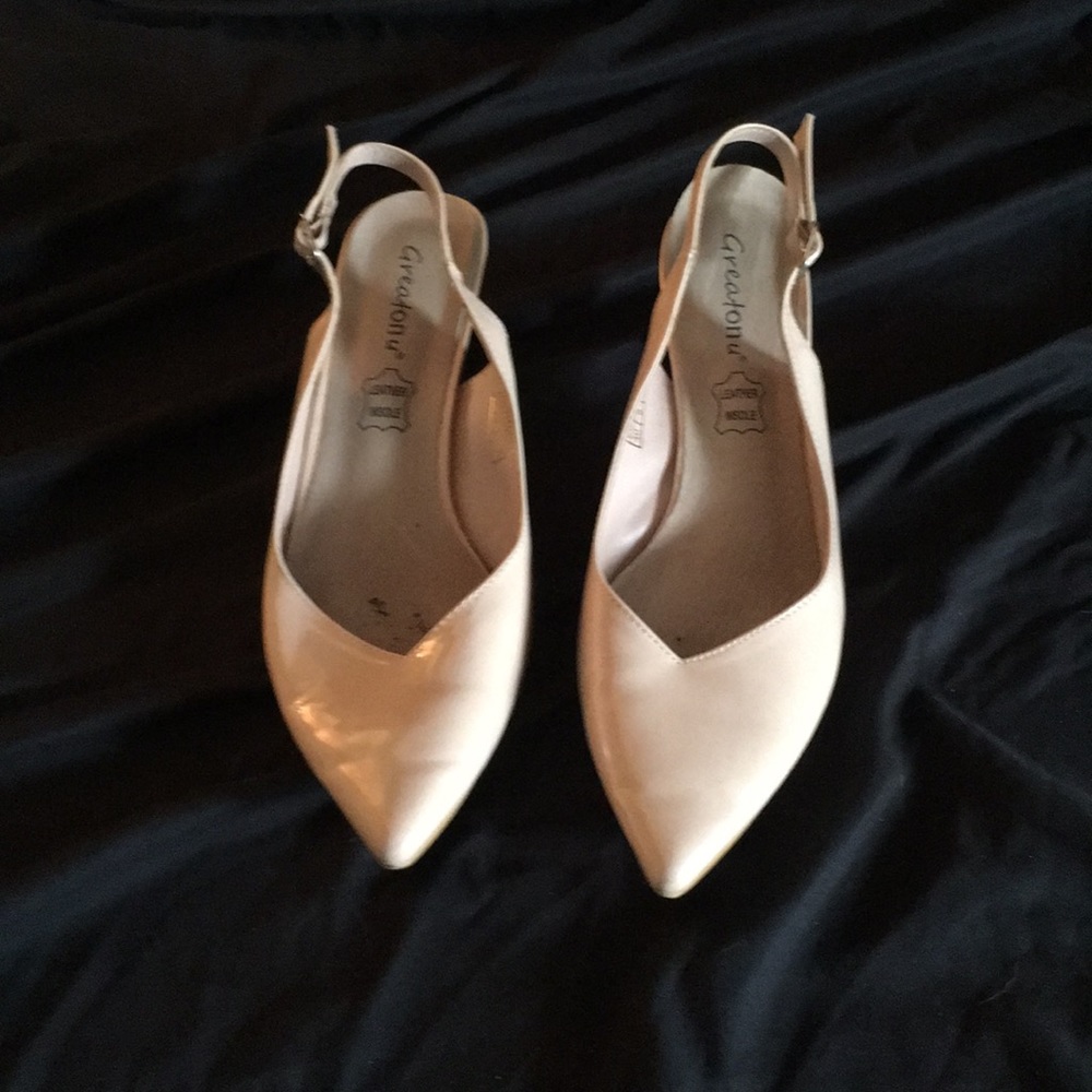 Nude sling back heels
